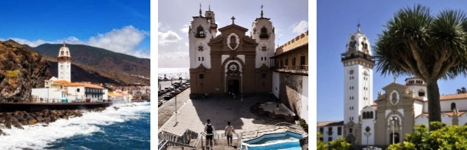 photos illustrant la basilique du village côtier de candelaria