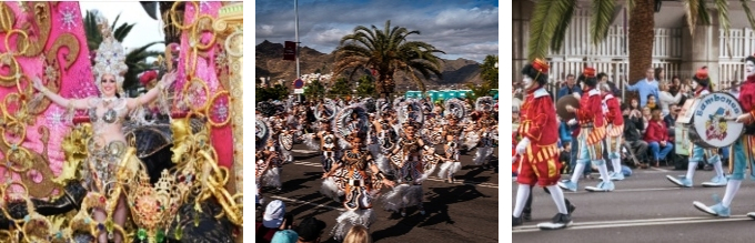 photos illustrant le carnaval de santa cruz de tenerife