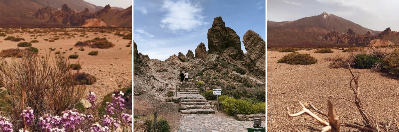 photos illustrant des paysages désertiques du parc national du teide