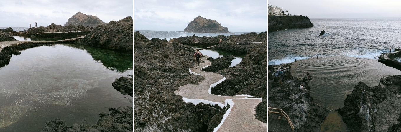 photos illustrant les piscines naturelles de el caleton dans le village de garachico