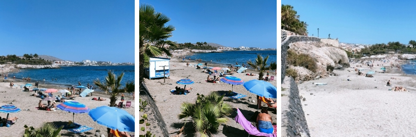 photos illustrant la plage playa del duque sur la station balneraire de la costa adeje