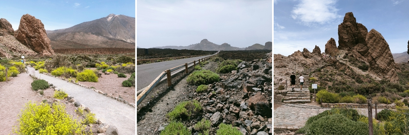 photos illustrant les routes et sentiers du parc national du teide